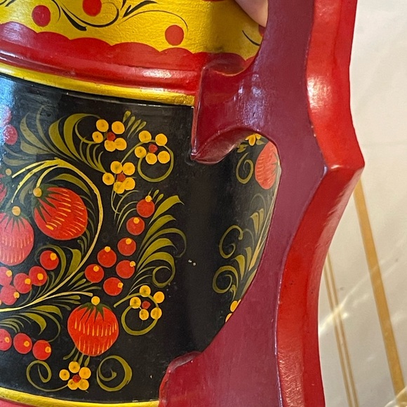 VTG Khokhloma BEER mug traditional Russian handicraft Carved Wood Soviet USSR - Picture 3 of 6